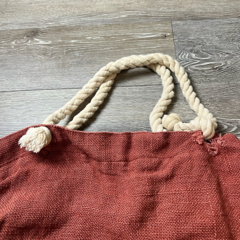 Billabong Tote Bag Womens Large Rust Red Rope Handle Boho Beach Geometric Bag - Picture 4 of 12